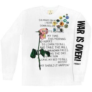 NEW One Of These Days War Is Over Long Sleeve Tee L Graphic USA White